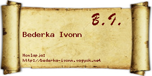 Bederka Ivonn névjegykártya